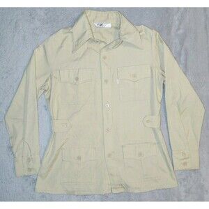 Vtg 1970's Levis Gold Tab Safari Jacket Big E Button Up EUC